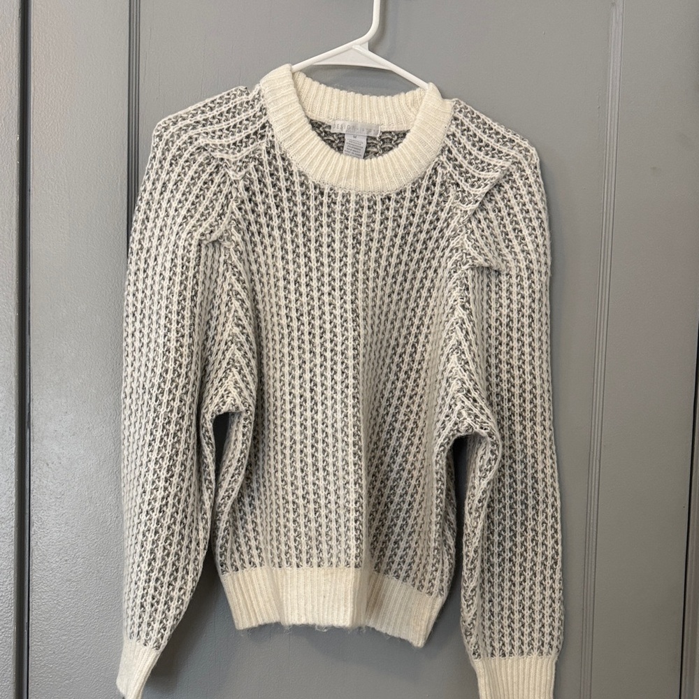 Design History Cream and Gray Crew Neck Sweater
